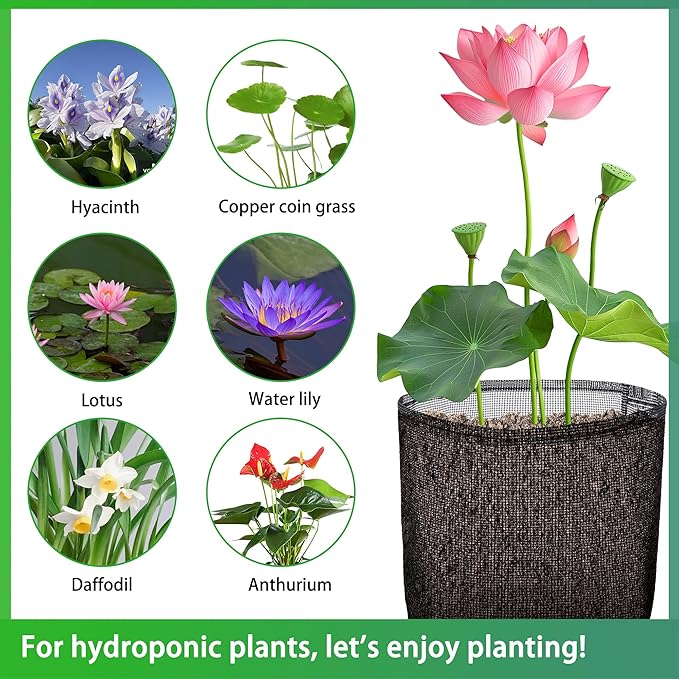 EBaokuup 4 Pcs Aquatic Planting Bags - 7" Reusable Mesh Water Garden Pond Plant Pot - Breathable Square Lily Pots for Bog and Terrestrial Plants