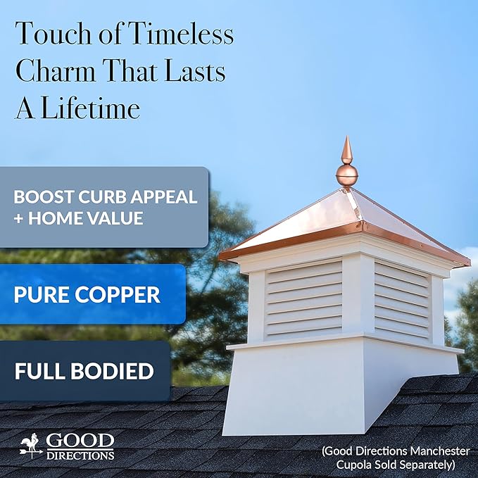Good Directions 700 Avalon Pure Copper Rooftop Finial with Roof Mount, Polished Copper