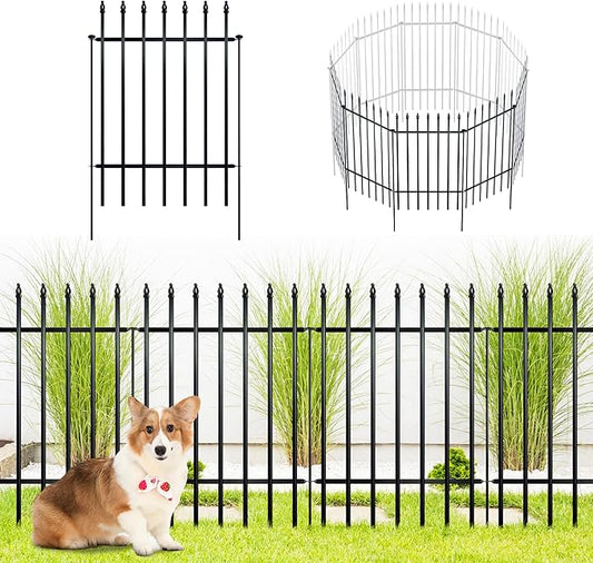 ARIFARO Decorative Metal Garden Fence 32" high x 24" Wide 5 Pack, Animal Barrier for Dog Pet,Border Garden Fencing for Outdoor Patio Lawn Yard Flower Bed