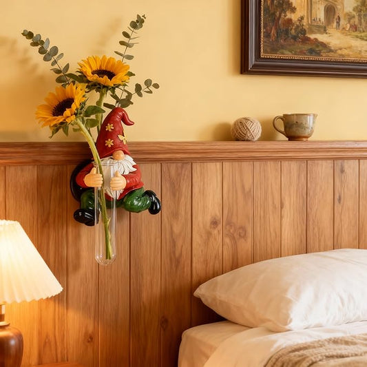 Wall Gnome Statue-Unique Wall Growers Sculpture,Cute Gnome Vase,Outdoor Tree Decorations,Patio Yard Lawn Porch Decor,Garden Ornament Gift