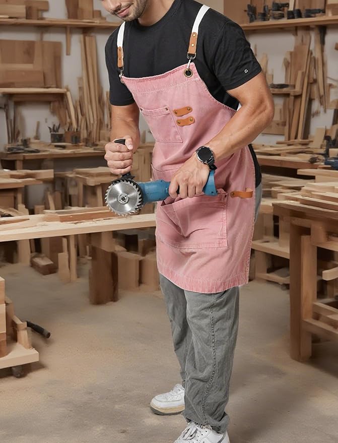Denim Bbq Apron for Men Women with Pockets Adjustable Cross Back Chef Aprons for Kitchen Cooking Grilling Working