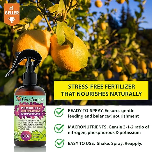 Gardenera Proffesional All-Purpose Spray Fertilizer Mist for Home Gardening - Ready-to-Use 3-1-2 Gentle Plant Food for Healthy Leaves & Growth