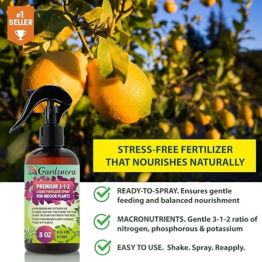 Gardenera Professional Avocado Spray Fertilizer Mist for Home Gardening | 3-1-2 Gentle Blend Mist for Healthy Leaves & Growth | Essential Nutrients for Avocados - 8oz
