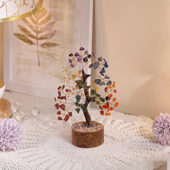 PYOR Chakra Tree, Crystals, Shelf Decor, Spiritual Gifts, Office Decor for Women, Crystal Tree of Life, House Warming Gifts