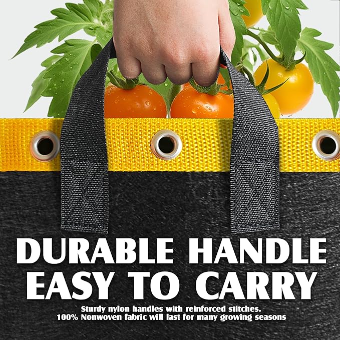 5 Gallon Grow Bags - Fabric Pots with Handles, Heavy-Duty Cloth Grow Bags for Vegetables, Tomatoes, Plants - 5 Gal Planter Bags, Reusable Garden Grow Bags