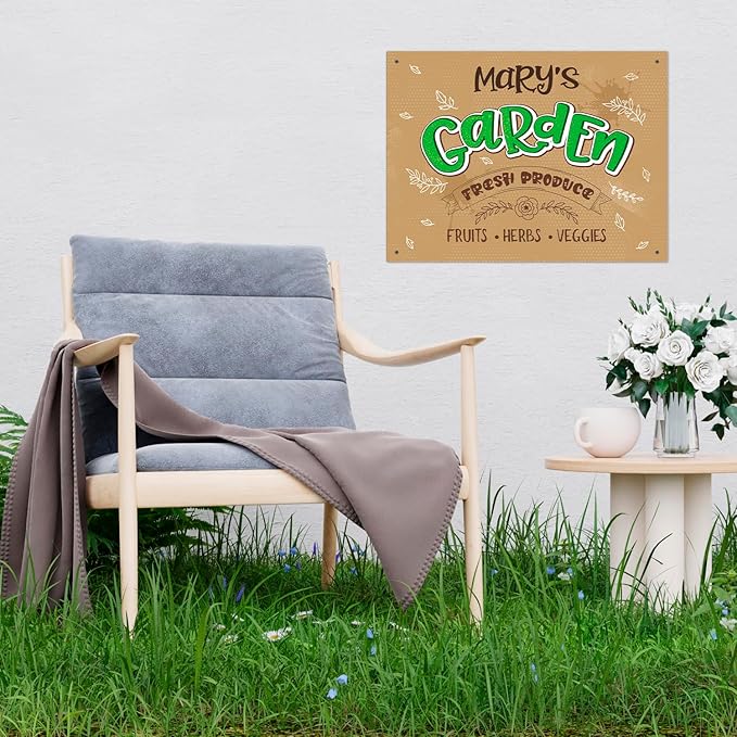 Custom Garden Signs, Personalized Sign for Garden, for Mother's Day, Mom, Christmas Gift Or Girlfriend Sign, 18x24 Inches, Rust Free .063 Aluminum, Fade Resistant, Made in USA by Sigo Signs