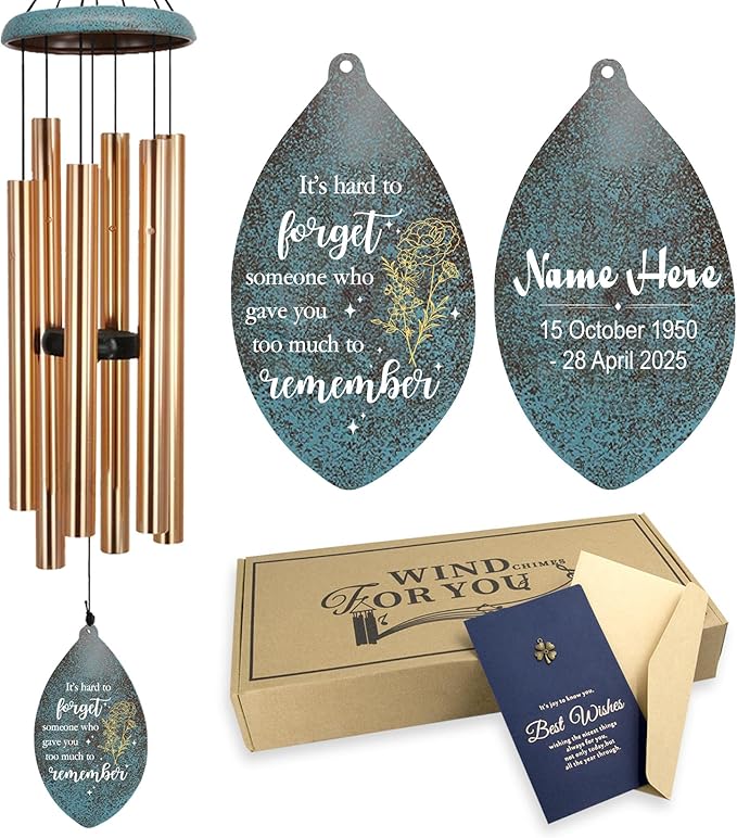 ASTARIN Personalized Wind Chimes Memorial, Customized Sympathy Gifts Wind Chime, 35inch Commemorative Wind Chime Deep Tone for Loss of Loved Daddy/Mom/Son for Condolences/Funeral