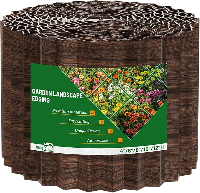 SnugNiture Corrugated Metal Garden Edging,6" x 20' Sturdy Lawn Edging Border,Landscape Edging Border for Lawn, Flower Bed,Garden and Yard(Brown)