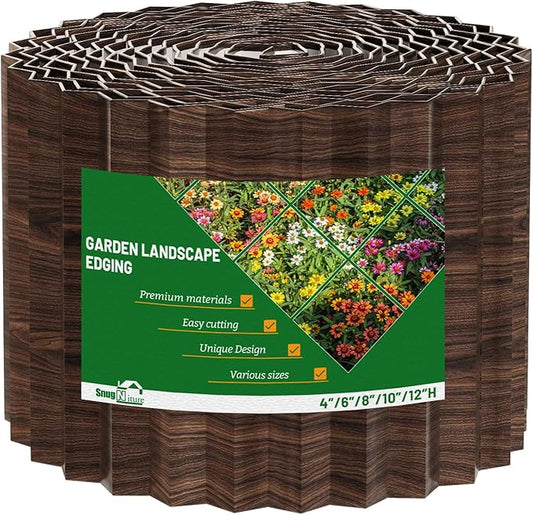 SnugNiture Corrugated Metal Garden Edging,6" x 50' Sturdy Lawn Edging Border,Landscape Edging Border for Lawn, Flower Bed,Garden and Yard(Brown)