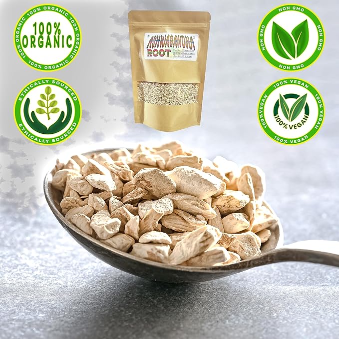 Ashwagandha Root | Withania Somnifera | Organically Grown in Oregon | Stress Relief | 100% Natural and Non GMO | Resealable Package to Maintain Freshness | 4oz