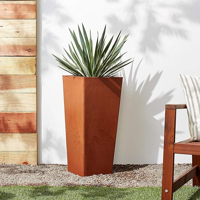 Arcadia Garden Products PSW Pot Collection Contempo Tall Square for Indoor and Outdoor Plants and Gardens, 13x13x28, Terra Cotta Color