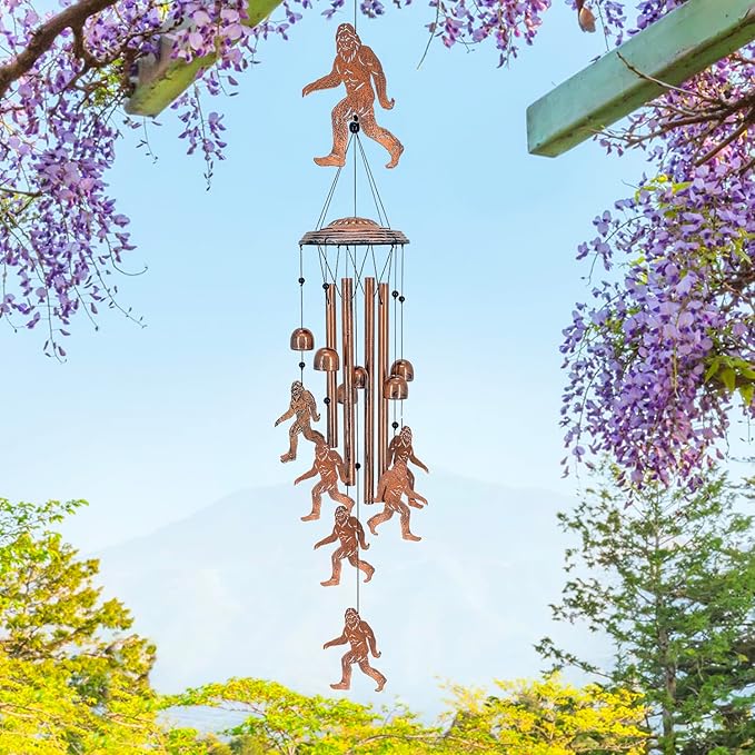 Christmas Gifts for Men Bigfoot Wind Chimes Outdoor Big Foot Sasquatch Gifts for Women/Dad/Grandpa Birthday Metal WindChimes for Outside/Indoors, Home, Lawn, Patio, Garden Decor, Yard Decoration