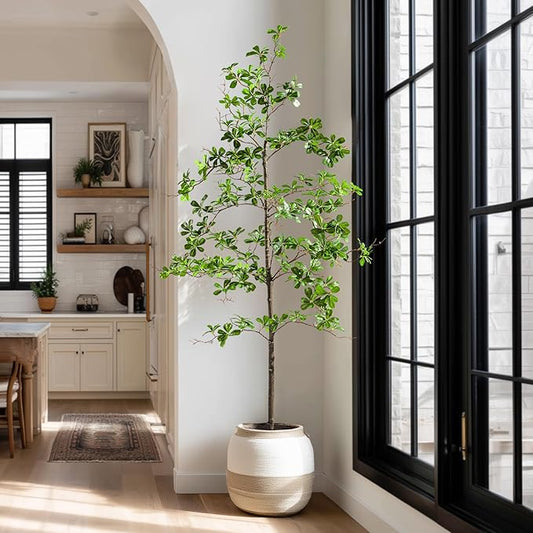 6FT Artificial Black Olive Tree Artificial Olive Plants, Tall Faux Olive Tree Faux Silk Plant Fake Plant Ultra-Realistic Silk Leaves & Natural Trunk Indoor Outdoor Use