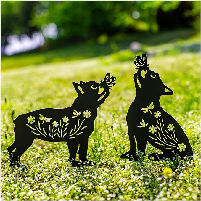 Dog Metal Garden Stakes Decorative, Gifts for Women/Men/Dog Lovers Gifts,Black French Bulldog Silhouette Statues Garden Decor for Outside,Outdoor Decor,Yard Art,Patio,Lawn Ornaments