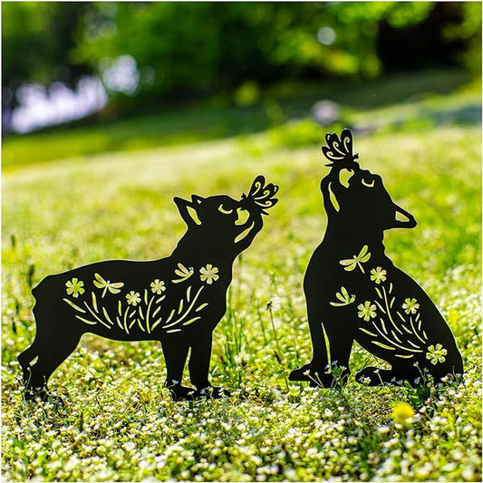Dog Metal Garden Stakes Decorative, Gifts for Women/Men/Dog Lovers Gifts,Black French Bulldog Silhouette Statues Garden Decor for Outside,Outdoor Decor,Yard Art,Patio,Lawn Ornaments