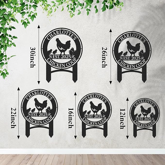 Personalized Metal Chicken Coop Sign, Custom Name Chicken Coop Signs for Outside, Decorative Garden Stakes, Metal Yard Art, Backyard Farmhouse Decor, Chicken Gifts for Women Man Color07
