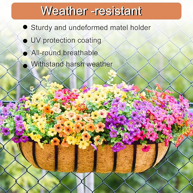 2 Pack 36" Railing Planter Window Box with Coco Fiber Liner Horse Trough Planter The Railing Planter Boxes for Deck Porch Fence Outdoor