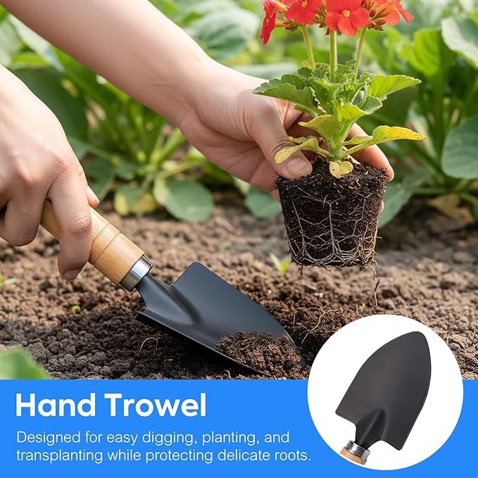 3PCS Small Garden Tool Set – Hand Shovel, Garden Trowel & Hand Rake – Gardening Hand Tools Kit for Indoor Plants, Succulents, Bonsai – Durable Rust-Resistant Small Shovel & Gardening Tools Set