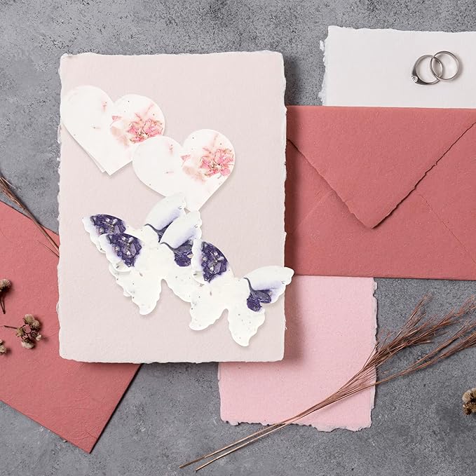 48pcs Seed Paper – 24pcs Hearts & 24pcs Butterflies Plantable Wildflower, Writable & Plantable Gift for Moms, & Plant Lover, Ideal for Weddings, Baby Shower, Memorial, & Celebrations