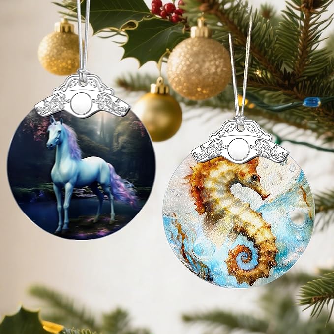 Seahorse Christmas Ornaments: Christmas Tree Ornaments, Holiday Decor for Seahorse Lover, Stocking Stuffers, Gift Ideas, Xmas Gifts & Coastal Sea Life Gifts for Beach Lovers