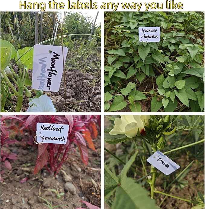 Plant Markers & Garden Labels Kit, All-in-One with 20 Golden 12 Inch Metal Stakes & 40 Waterproof Reusable Tags, Ties and Marker for Outdoor and Indoor Potted Plants