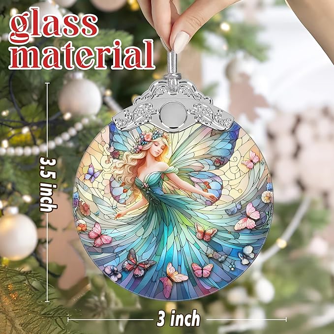 Stained Glass Hanging Decor - Fairy Christmas Ornament - Gifts for Friends, Sisters