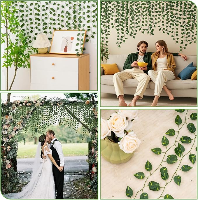 24 Pack 172Ft Fake Plants Artificial Vines for Room Decor, Faux Ivy Greenery Garland for Home Teen Girls Bedroom Living Aesthetic Farmhouse Dorm Wall Decoration, Wedding Easter Christmas Party Gift