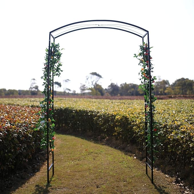 Steel Garden Arch, 7'6" High x 4'7" Wide, Garden Arbor for Various Climbing Plant, Outdoor Garden Lawn Backyard