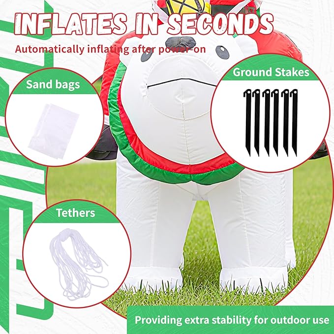 UPWELL 6FT Inflatable Santa Claus and Bear - Classic Outdoor Holiday Yard Decoration with LED Lights, Self-Inflating, Stable & Durable, Suitable for Christmas Decor & Events
