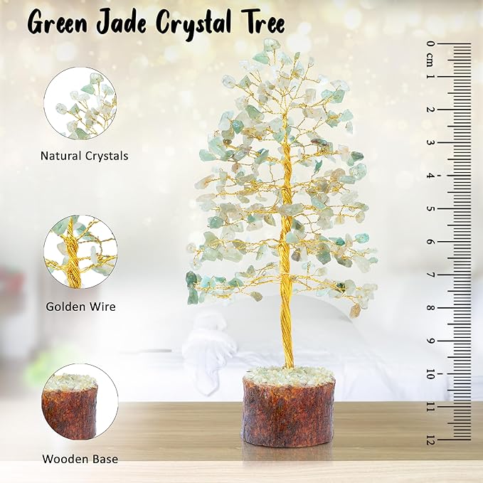 Crocon Green Jade Healing Crystals Tree Bonsai Desk Decor for Women Home Room Decor Spiritual Gift Meditation Crystals Room & Office Decor Cute House Warming Gifts for Women Mom Birthday her - 10"""