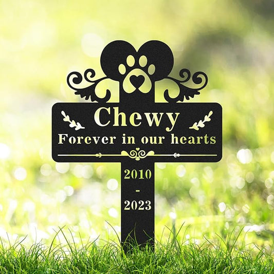 Personalized Pet Grave Marker Dog Memorial Garden Stake, Custom Dog Name Memorial Stake Metal Garden Decor Sign Cemetery Grave Plaque Stake for Outdoor Yard Lawn Sympathy Garden Stake