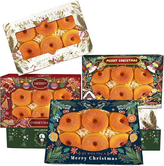 qiqee Christmas Cookie Box with Window 9x6x2.5 inch 50Pcs Pastry Macaron Retro Christmas Bakery Box For Christmas