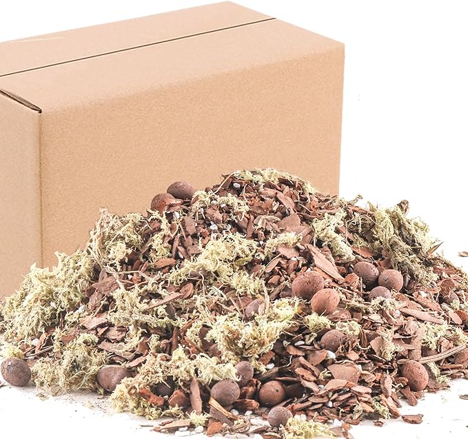 Orchid Bark Potting Mix 3 Quart, Mix Pine Bark, Organic Perlite, Sphagnum Moss and Leca Clay Pebbles for Plants, Orchid Fertilizer Garden Soil for Root Development