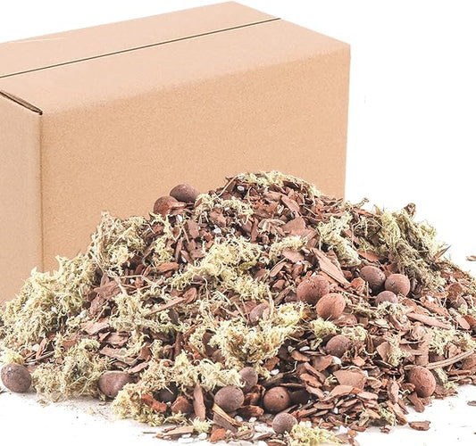 Orchid Bark Potting Mix 3 Quart, Mix Pine Bark, Organic Perlite, Sphagnum Moss and Leca Clay Pebbles for Plants, Orchid Fertilizer Garden Soil for Root Development