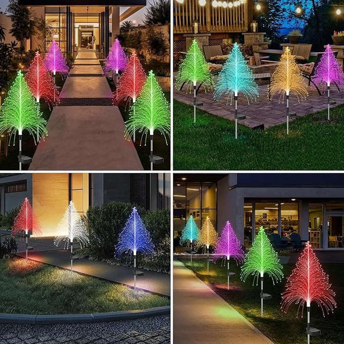 Outdoor Christmas Decorations Solar Christmas Tree Lights Waterproof Jellyfish Lights 2 Pack Solar Garden Lights Outdoor Lights Best Decor for Garden Yard Christmas Holiday Party