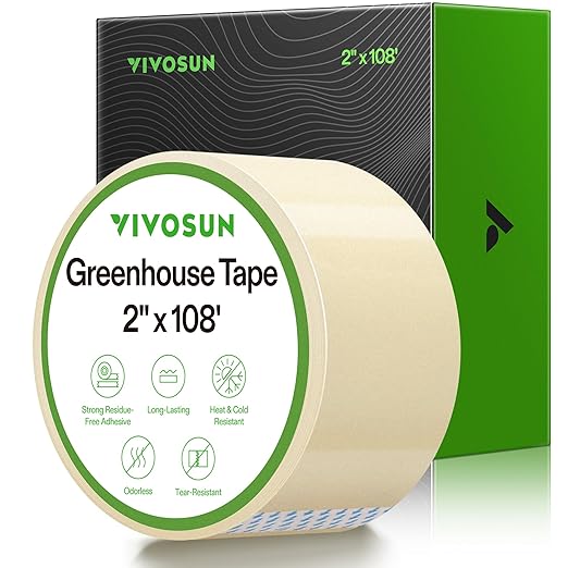 VIVOSUN Greenhouse Repair Tape, 6.3 mil 2" x 108' Weatherproof Clear Poly Patch Tape, Heavy Duty Greenhouse Sheeting Coverings Film Tape for Plastic Sheeting and Tents