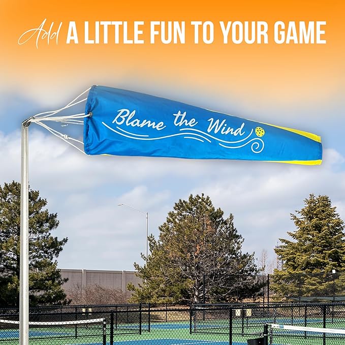 Pickleball Windsock Flag 10"x36" | Blame the Wind Design | Easy Install with Carabiner | Lightweight 4 oz Polyester | Quad-Stitched Durable Fabric | Shows True Wind Direction & Speed