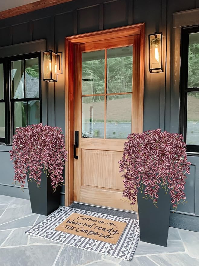 DILATATA Fake Hanging Plants Artificial Hanging Plants 187 Leaves Faux Wandering Jew Hang Leaves Plant for Wall Shelf Home Indoor Outdoor Decor - 2 Pack