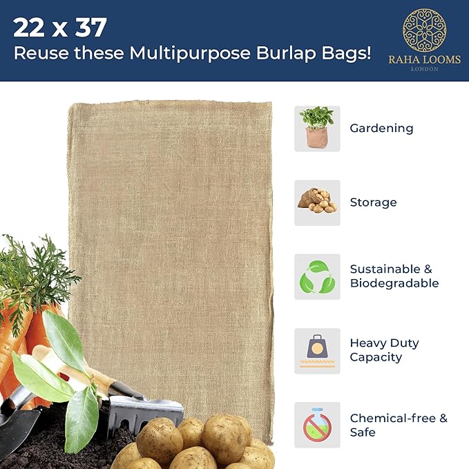4 Potato Storage 22"x37" Premium Quality No Smell Extra Tough Potato Sack Race Bags Hacky Sack Outdoor Games for Adults Burlap Bags Outdoor Games for Kids costales para juegos de carreras