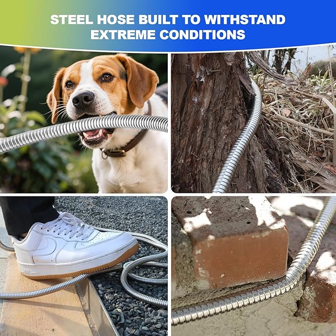 Metal Garden Hose 75 ft – 304 Stainless Steel Water Hose with Nozzle Sprayer, Garden Hoses Flexible, Lightweight, No Kink, Heavy Duty for Outdoor (75 ft)