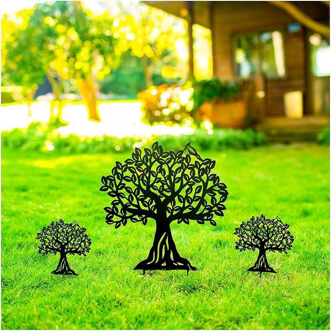 Tree of Life Metal Decorative Garden Stakes Tree of Life Gifts for Women Men Mom Birthday Gifts Silhouette Statues for Garden Decor, Yard Art, Patio, Outside, Lawn Ornaments, Outdoor Decorations
