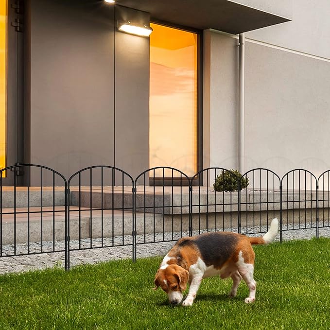 OUSHENG Decorative Garden Fence Fencing 10 Panels, 10ft (L) x 24in (H) Rustproof Metal Wire Border Animal Barrier for Dog, Flower Edging for Yard Landscape Patio Outdoor Decor, Arched