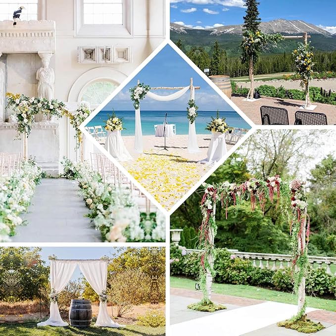 Efavormart 7.5ft Natural Birch Wood Square Wedding Arch, Rustic Arbor Photography Backdrop Stand