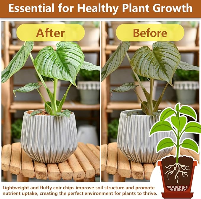 Legigo 10 Pack Coco Coir Chips for Plants- 11 LB 100% Organic Coconut Chips Brick Potting Mix with Low EC & PH Balance, Coconut Husk Substrate Coco Husk Mulch for Garden, Planting, Orchid and Soil Mix