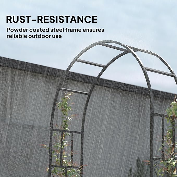Outsunny 7.3ft Steel Garden Arch Trellis, Garden Arbor Trellis for Climbing Plants Roses Wisteria Vines, Flower Arch Wedding Arch Stand for Outdoor, Garden, Lawn, Backyard, Black