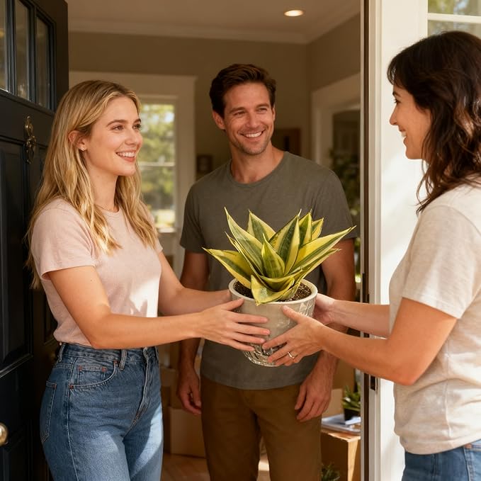 Sprout N Green Sansevieria 'Golden Hahnii' with Self-Watering Pot, Live Snake Plant for Home Office Indoor Outdoor Decoration DIY Projects Party Favor