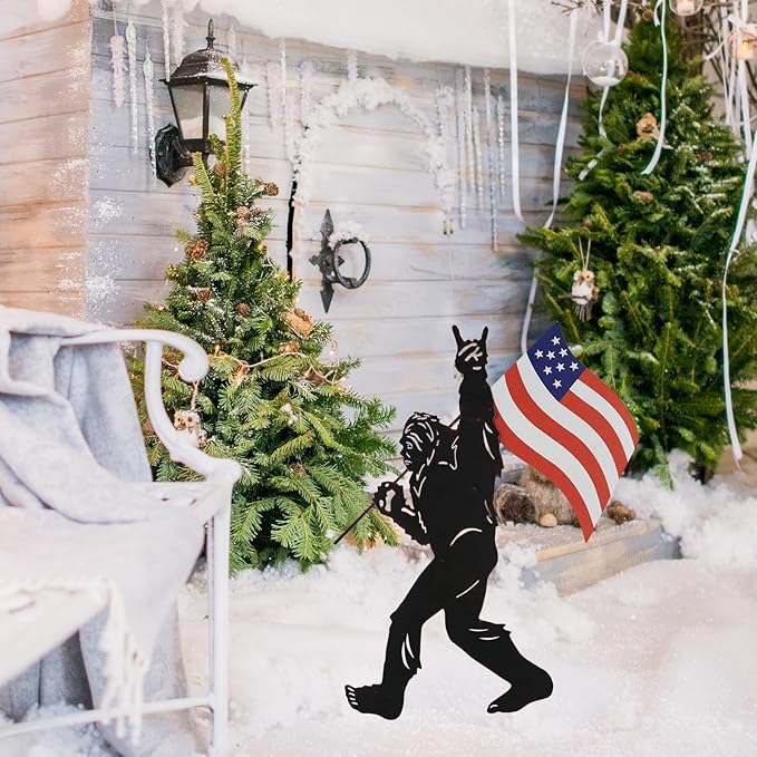 TT & MM Christmas Big Foot Sasquatch Gifts for Men/Women,Bigfoot Yard Decor Metal Garden Stakes,Patriotic Decorations Outdoor Bigfoot Silhouette Statues for Yard Art,Patio,Lawn