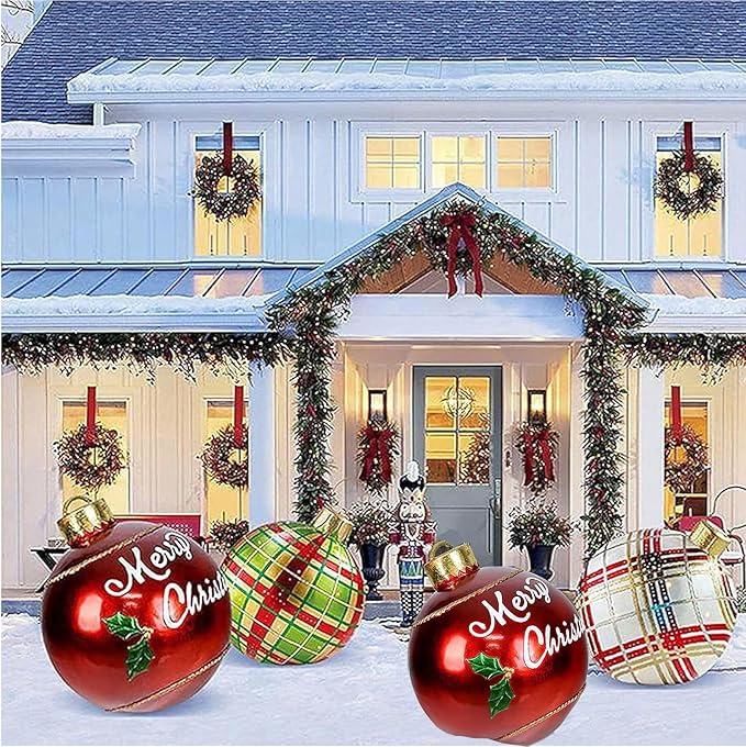 Giant PVC Christmas Decorated Ball Inflatable Outdoor Holiday Yard Decorations - Red Balloon with Letters (32 Inch, 60cm,1Pcs)