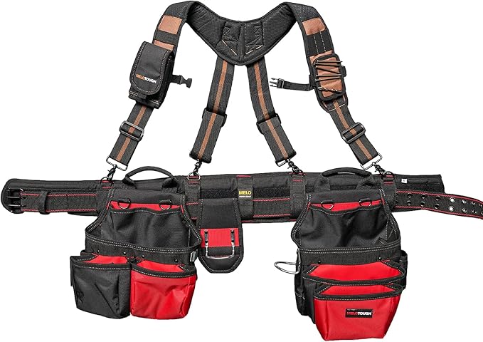 MELOTOUGH Magnetic Tool Belt Suspenders with Magnetic WristBand for Work Belt Padded Suspenders Constrcution