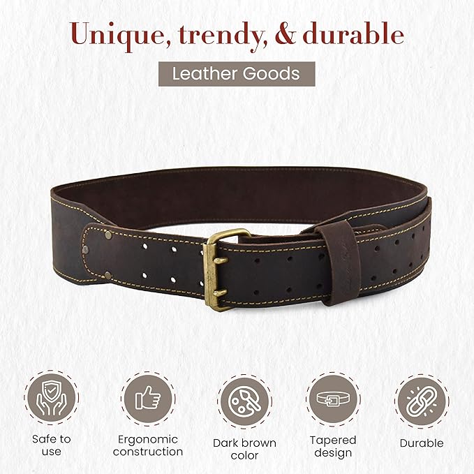 Style N Craft - 3" Wide, Long, Tapered Full-Grain Oiled Leather Work Belt, Durable, Stylish and Rugged, available in 3 sizes